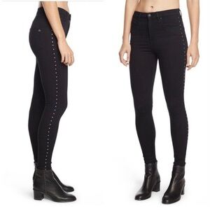 Rag & Bone Studded Jeans Women’s High Rise Skinny Faded Black Jeans Size 26